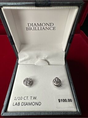 Diamond Brilliance 1/10 CT TW Lab Diamond Sterling Silver Swirl Stud Earrings